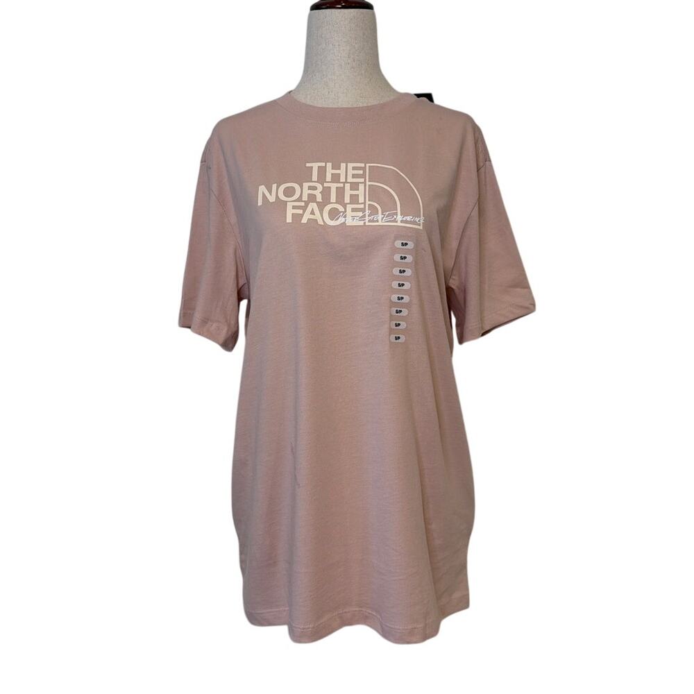 NWT The North Face Evolution Scatter Logo Tee, Women’s Small, Pink Moss
